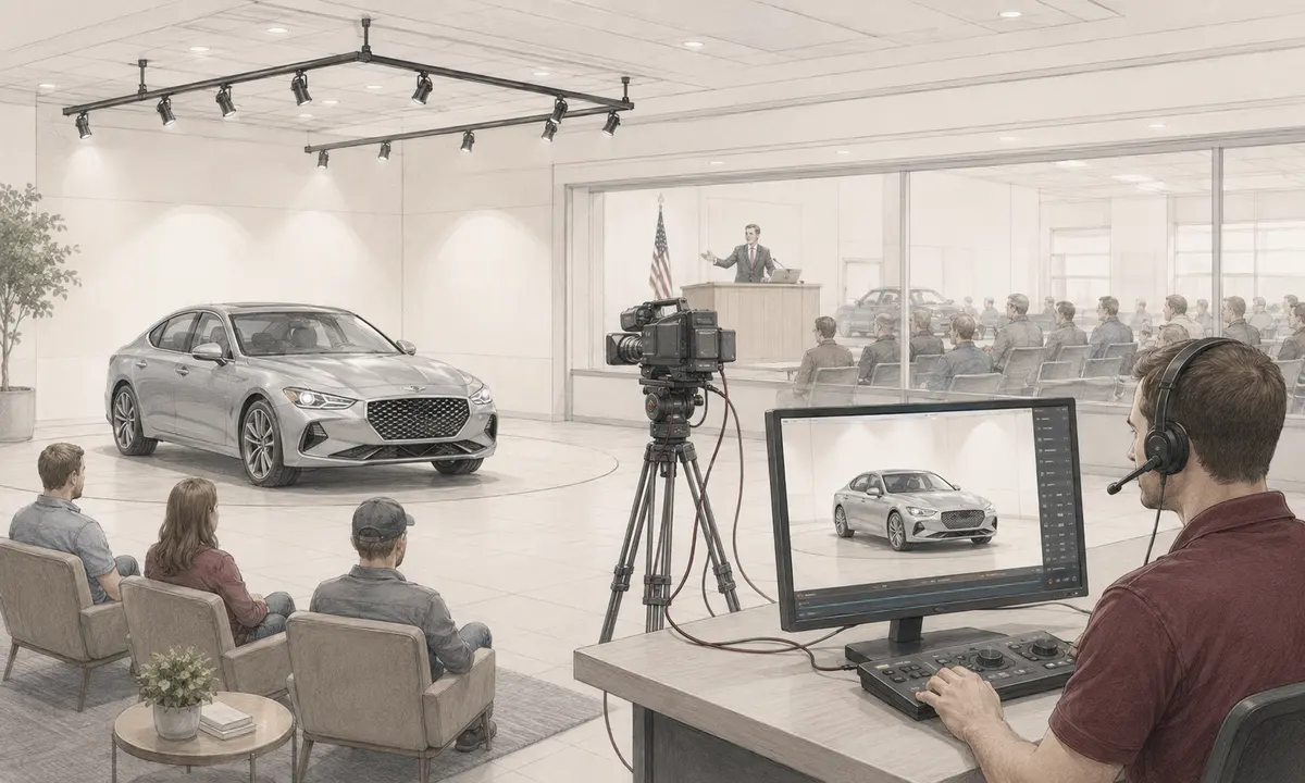 Auction presentation light coordinated with a camera view