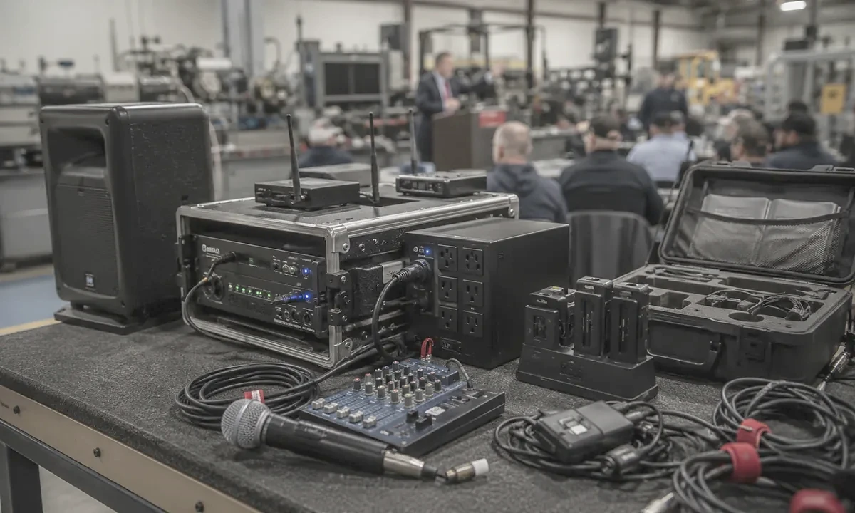 Backup auction microphone, spare signal path and protected power